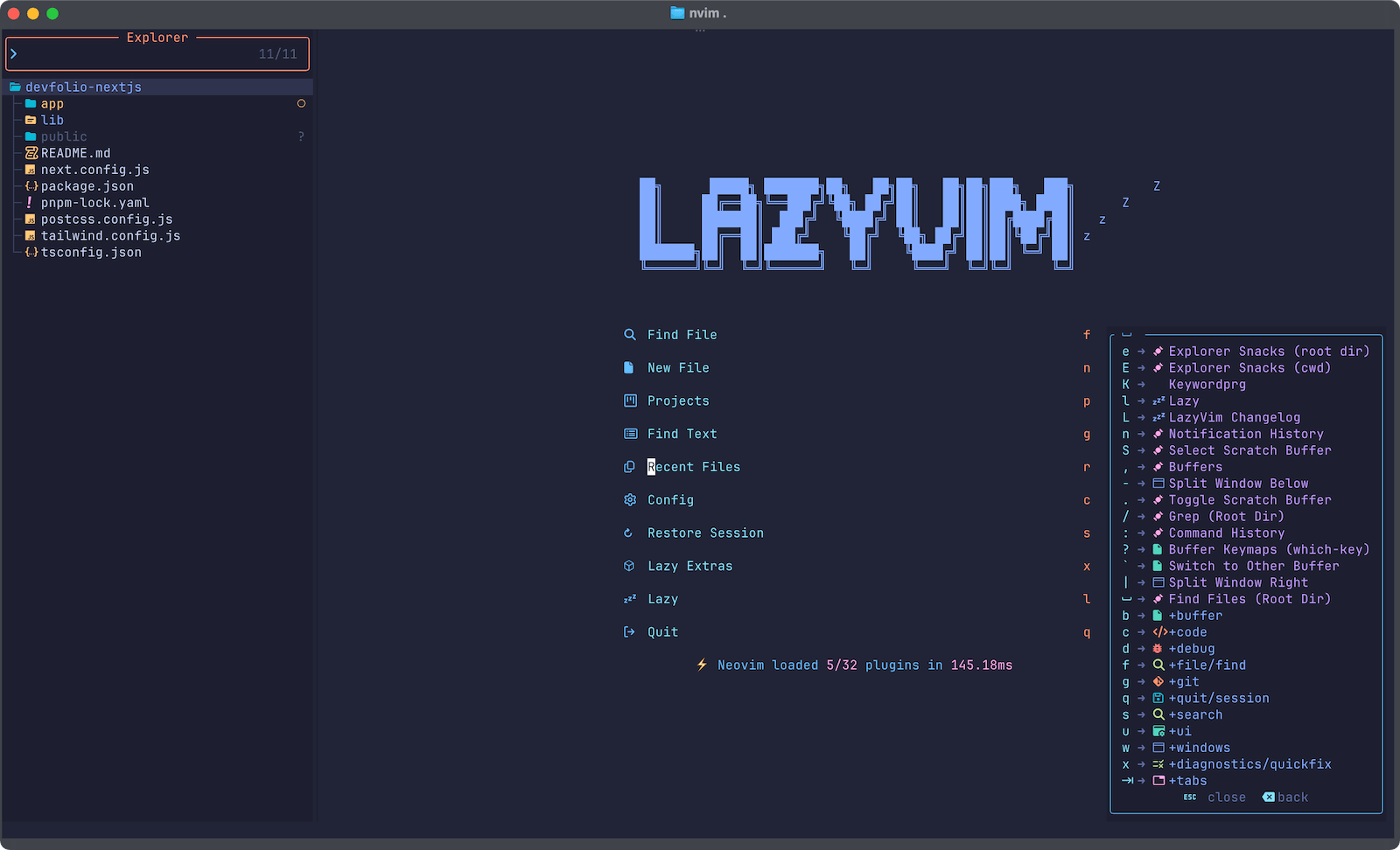 Lazyvim Page Screen